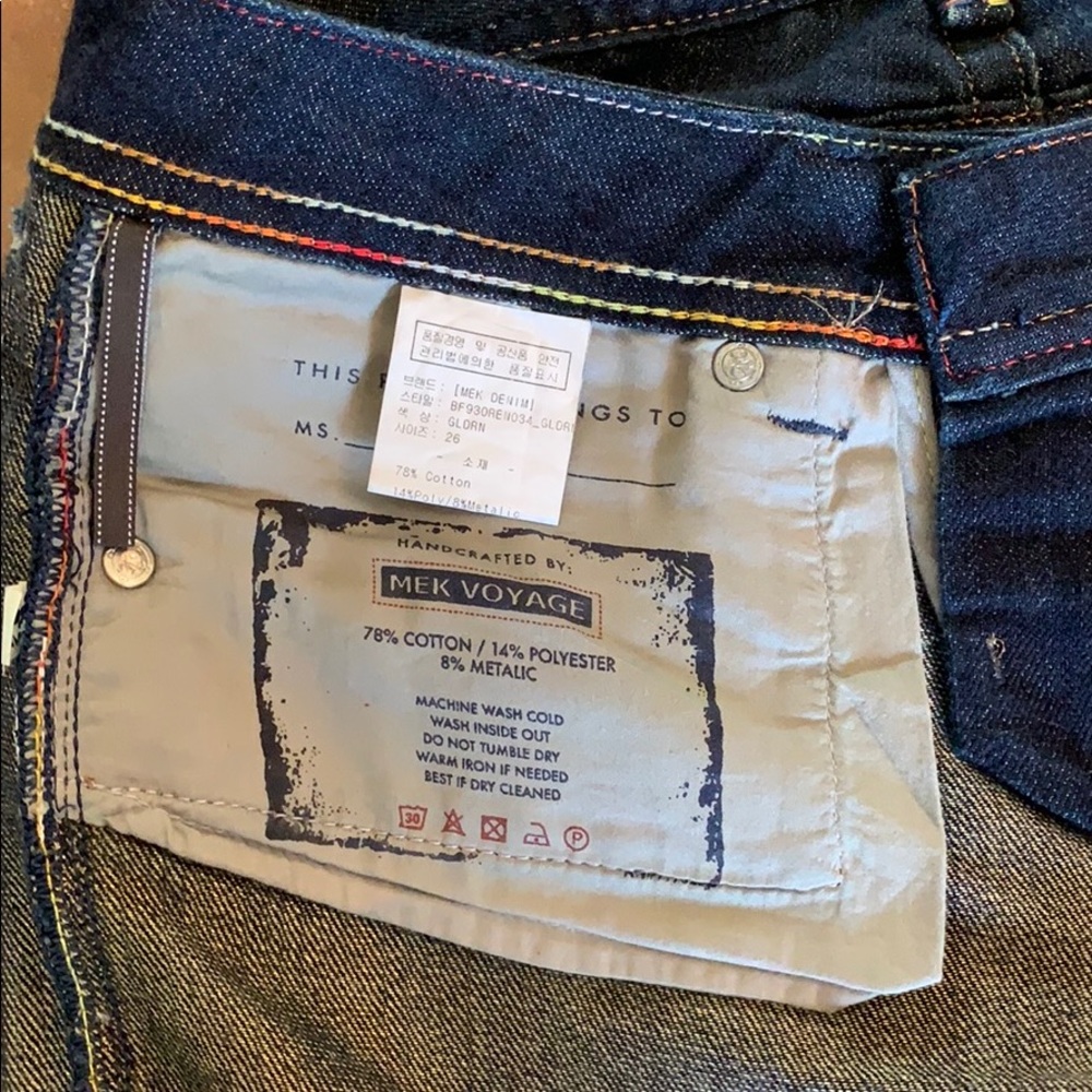 MEK Denim Voyage Collection NWT size 26/34 - Picture 5 of 5